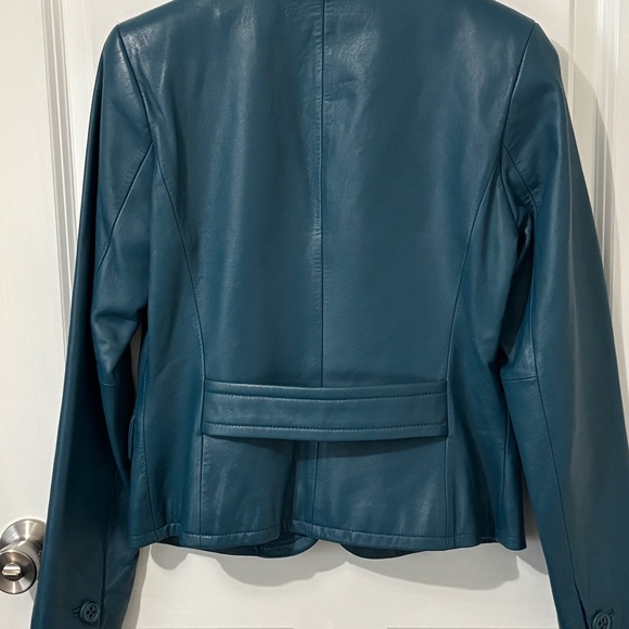 Kate Hill teal leather jacket size 4 - Picture 2 of 8